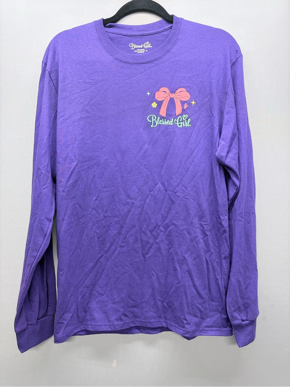 Blessed Girl Purple Long-Sleeve Graphic Tee for Kids